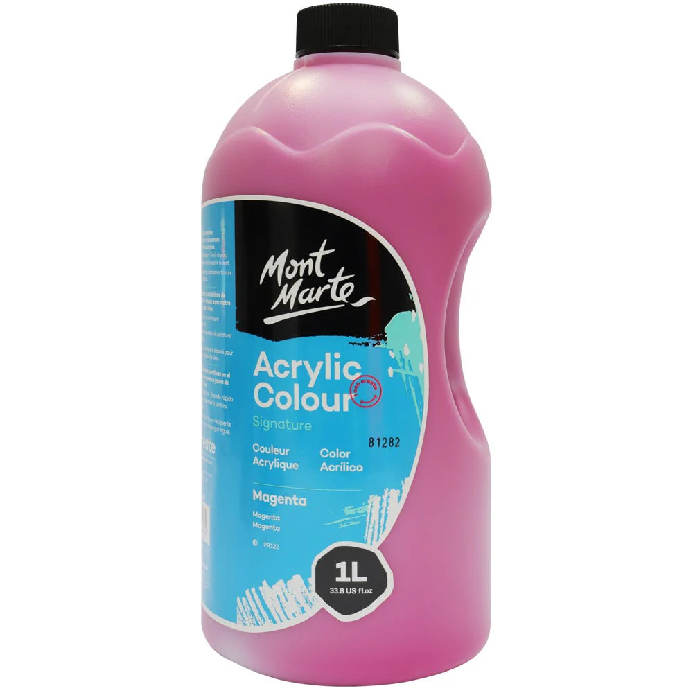 Acrylic Colour Signature 1L (33.8 US fl.oz) Bottle - Magenta - Image 2