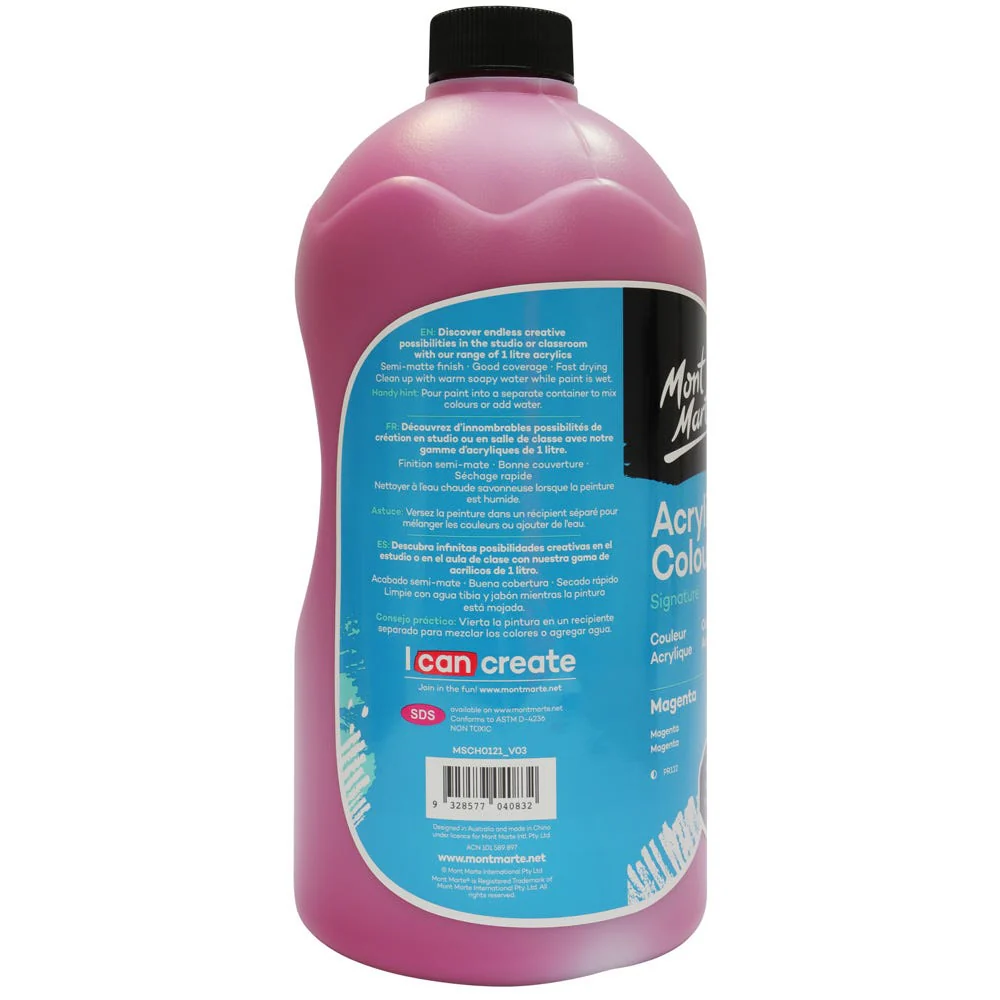 Acrylic Colour Signature 1L (33.8 US fl.oz) Bottle - Magenta - Image 4
