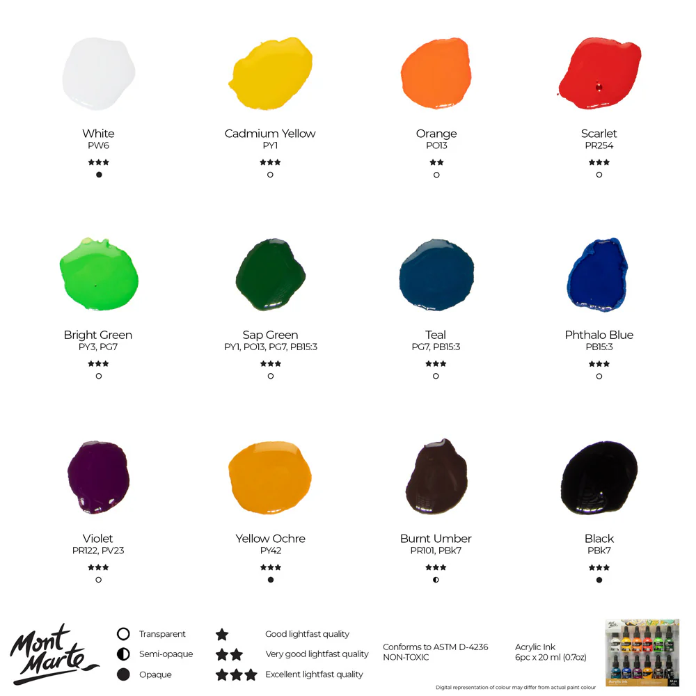 Acrylic Ink Premium 12pc x 20ml (0.7 US fl.oz) - Image 12