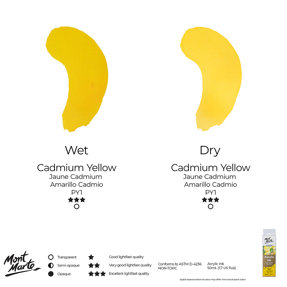Acrylic Ink Premium 50mL (1.69 US fl.oz) – Cadmium Yellow - Image 12