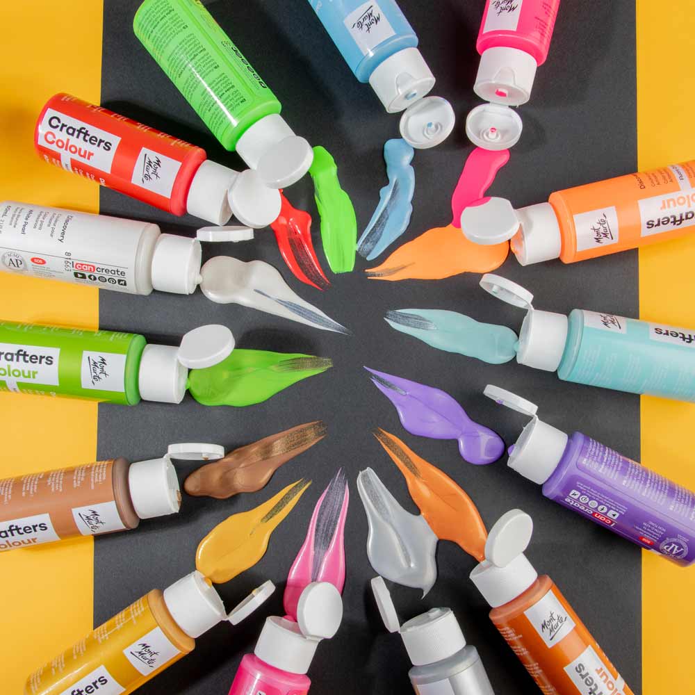 Crafters Colour Metallic & Fluoro Discovery Paint Set 14pc x 60ml - Image 6