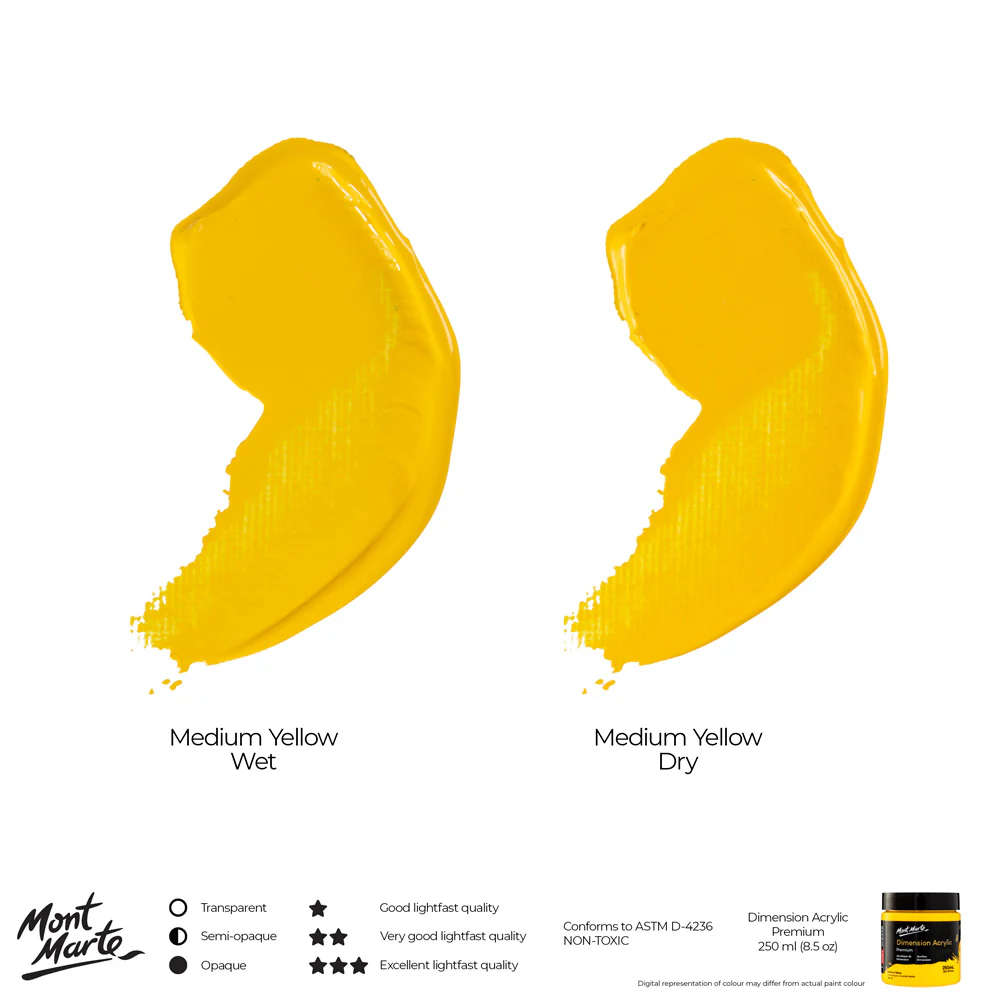 Dimension Acrylic Premium 250ml (8.5 US fl.oz) - Medium Yellow - Image 4