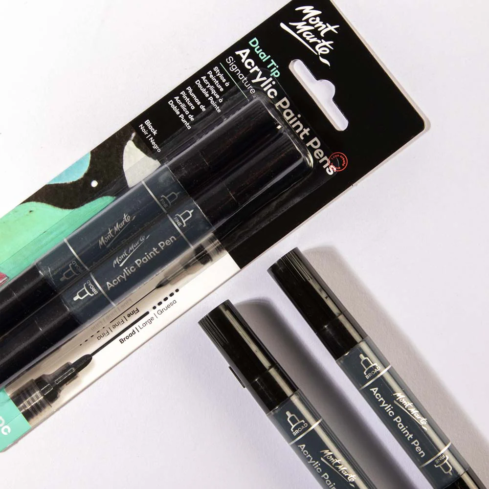 Dual Tip Acrylic Paint Pens Signature Black 2pc - Image 3