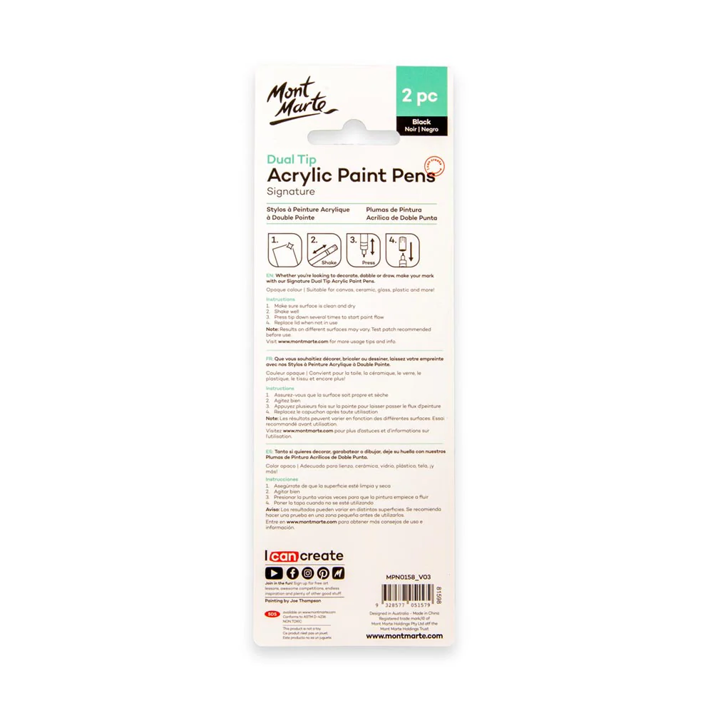 Dual Tip Acrylic Paint Pens Signature Black 2pc - Image 5
