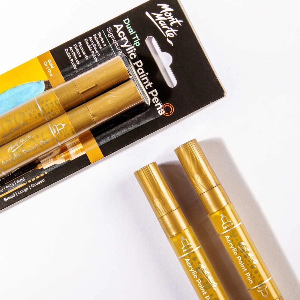 Dual Tip Acrylic Paint Pens Signature Gold 2pc - Image 3