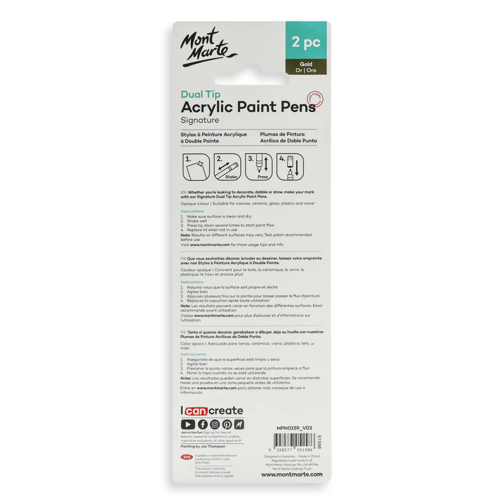 Dual Tip Acrylic Paint Pens Signature Gold 2pc - Image 5