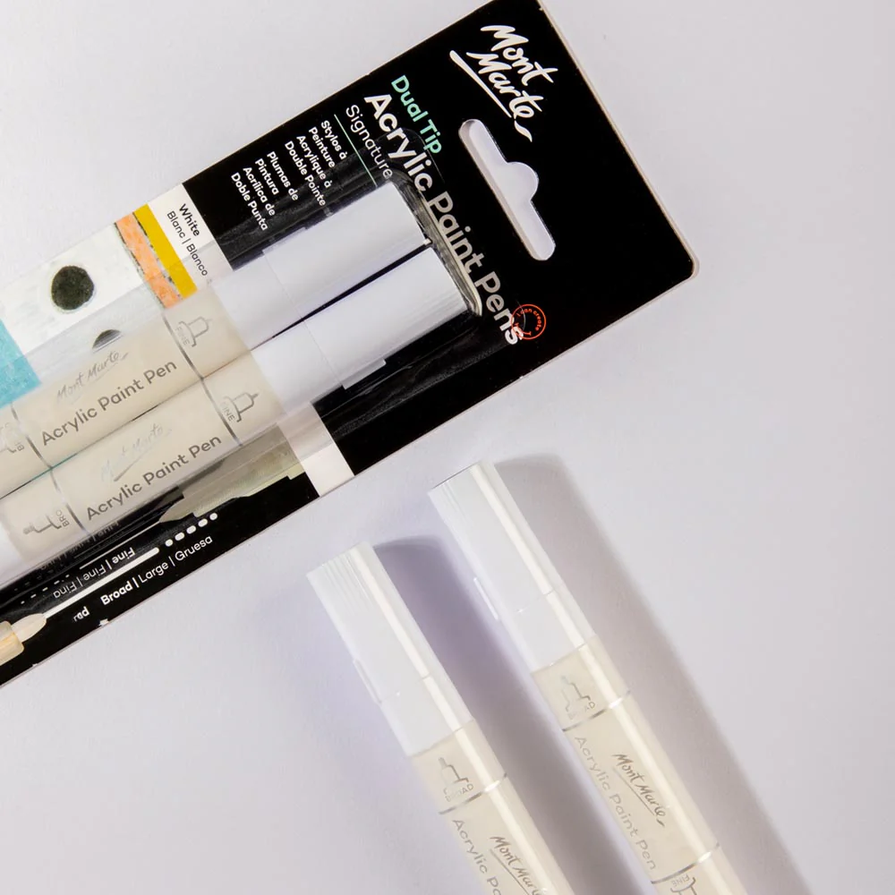 Dual Tip Acrylic Paint Pens Signature White 2pc - Image 3