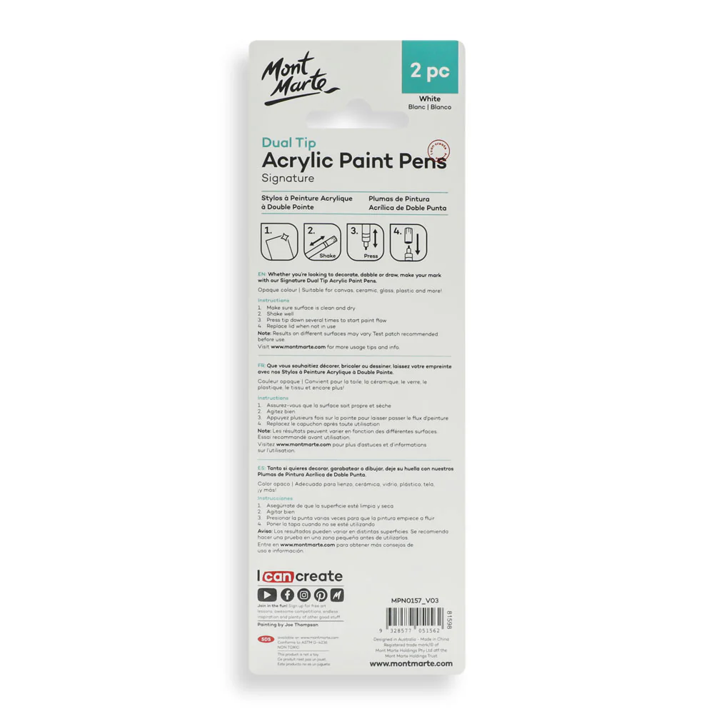 Dual Tip Acrylic Paint Pens Signature White 2pc - Image 5