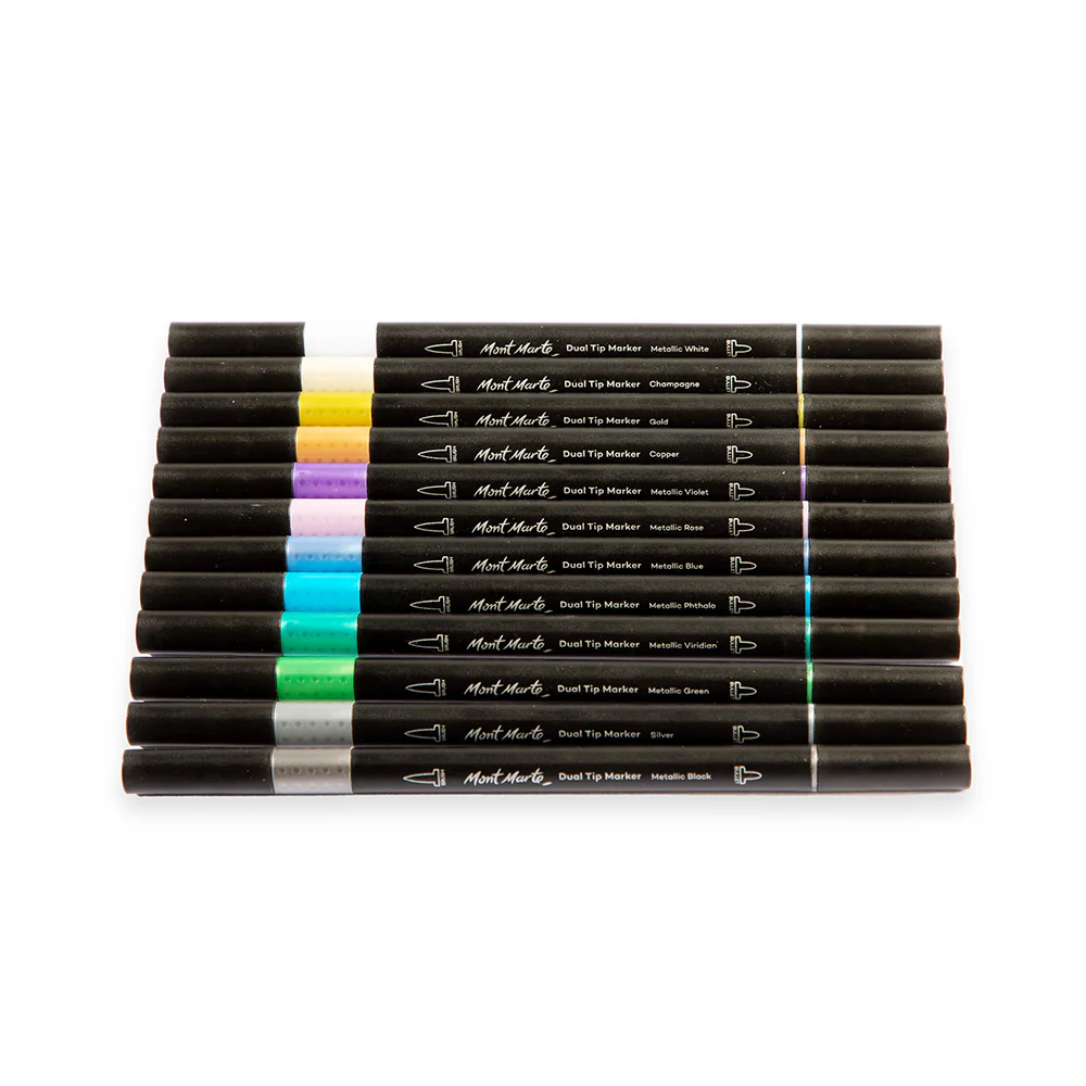 Dual Tip Markers Metallic Brush/Bullet Premium 12pc - Image 3