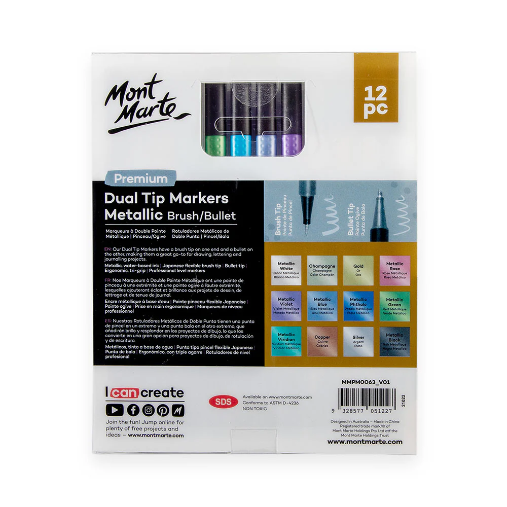 Dual Tip Markers Metallic Brush/Bullet Premium 12pc - Image 5