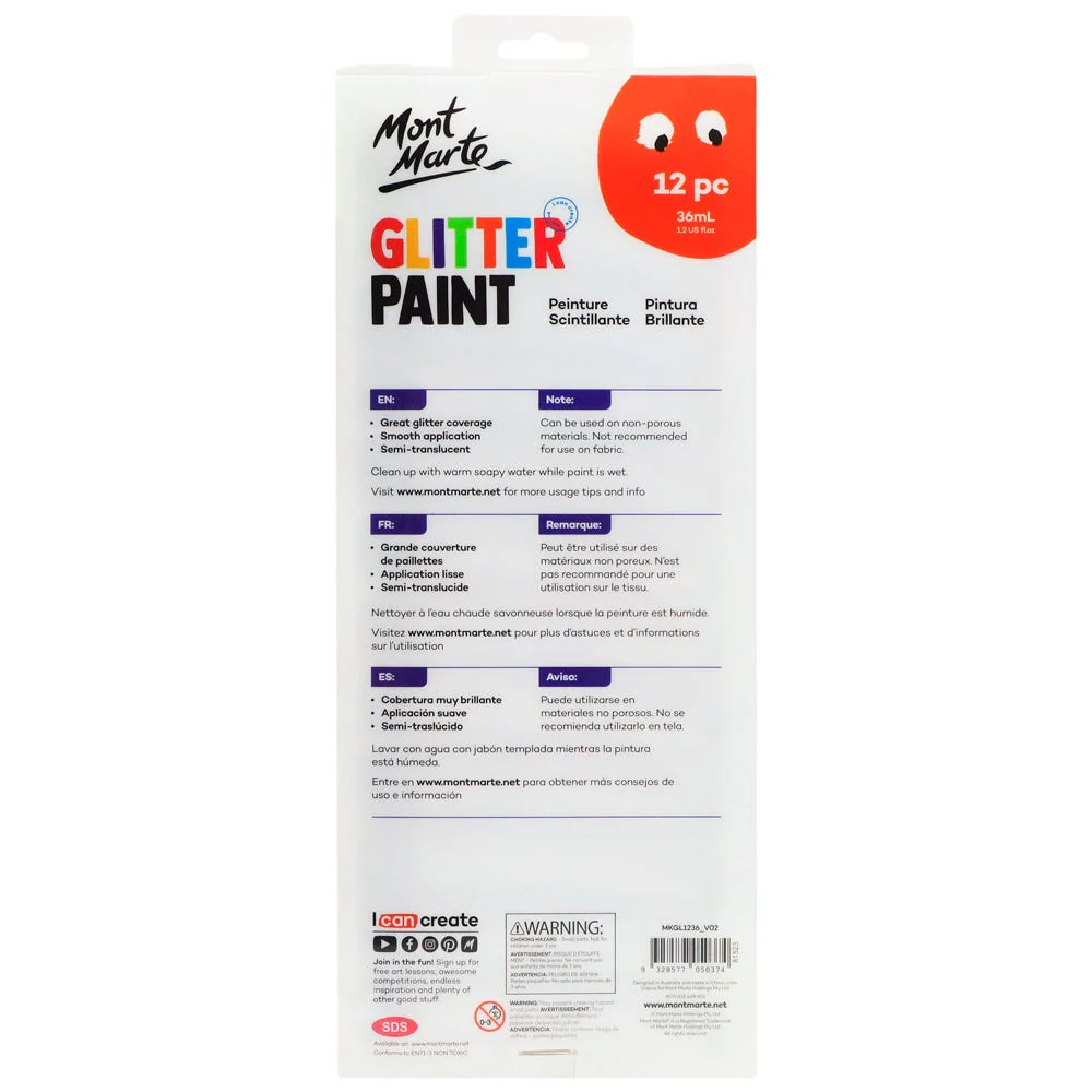 Glitter Paint 12pc x 36ml (1.2 US fl.oz) - Image 2