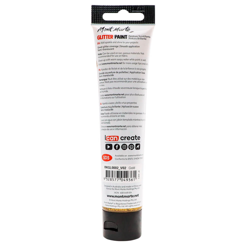 Glitter Paint 75ml (2.5 US fl.oz) - Gold - Image 3