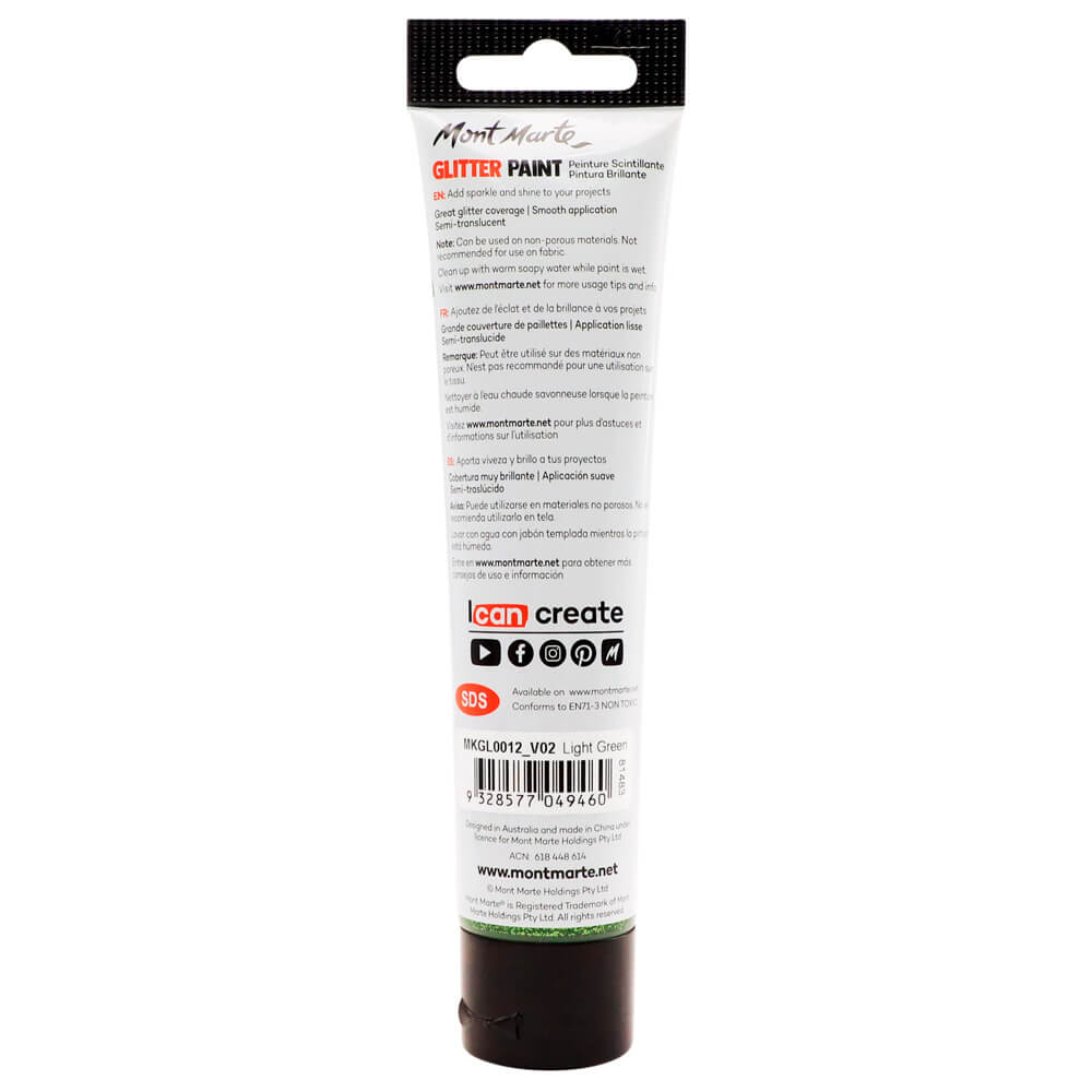 Glitter Paint 75ml (2.5 US fl.oz) - Light Green - Image 3