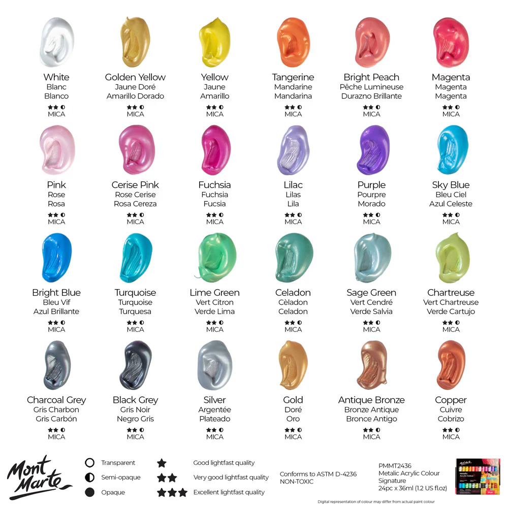 Metallic Acrylic Colour Paint Set Signature 24pc x 36ml (1.2 US fl.oz) - Image 11