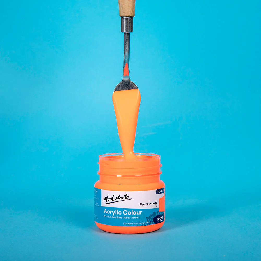 Acrylic Colour Paint Signature 100ml (3.4 US fl.oz) - Fluoro Orange - Image 2