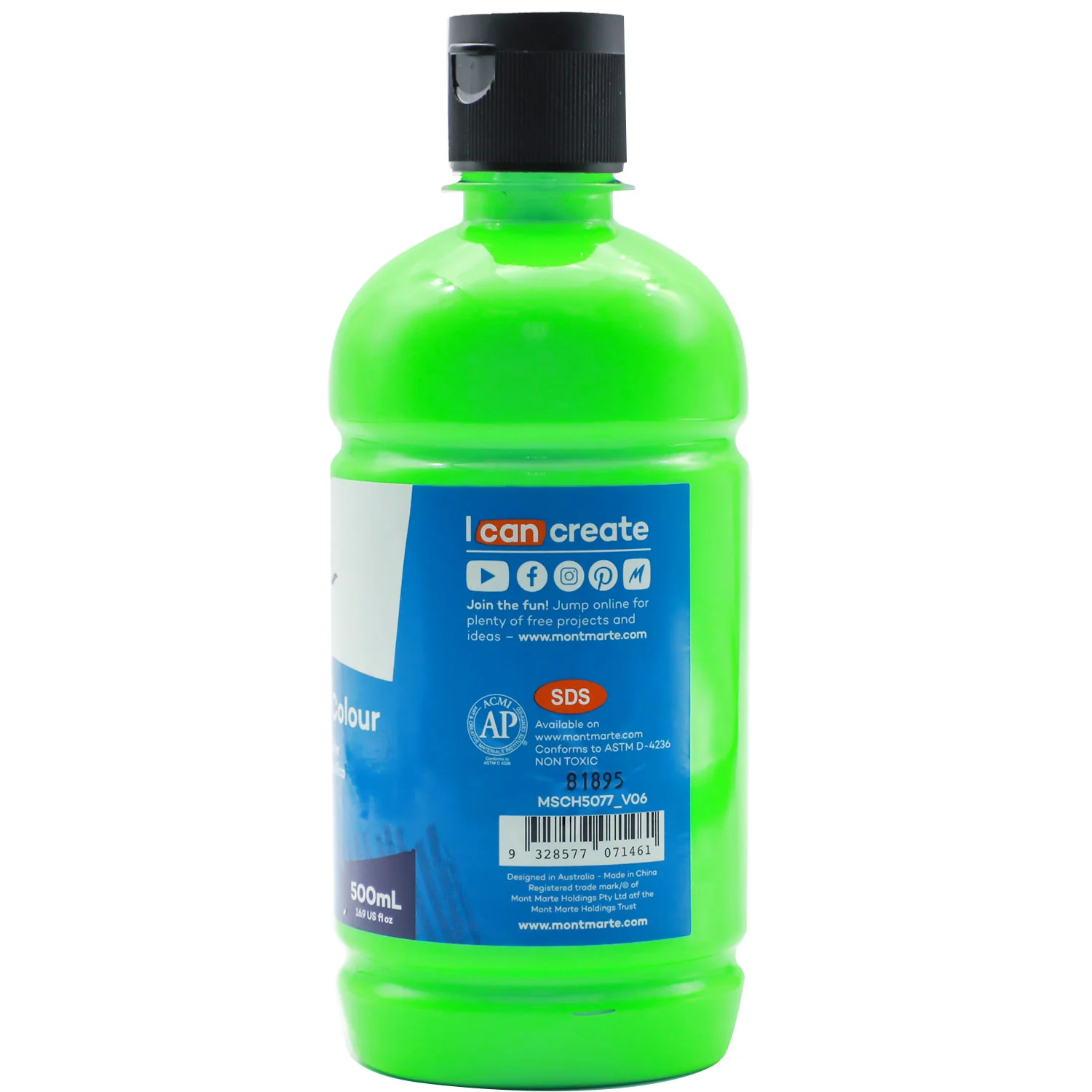 Acrylic Colour Signature 500ml (16.9 US fl.oz) - Fluoro Green - Image 3