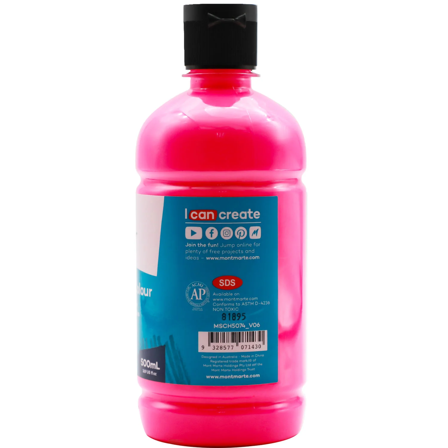 Acrylic Colour Signature 500ml (16.9 US fl.oz) - Fluoro Pink - Image 3