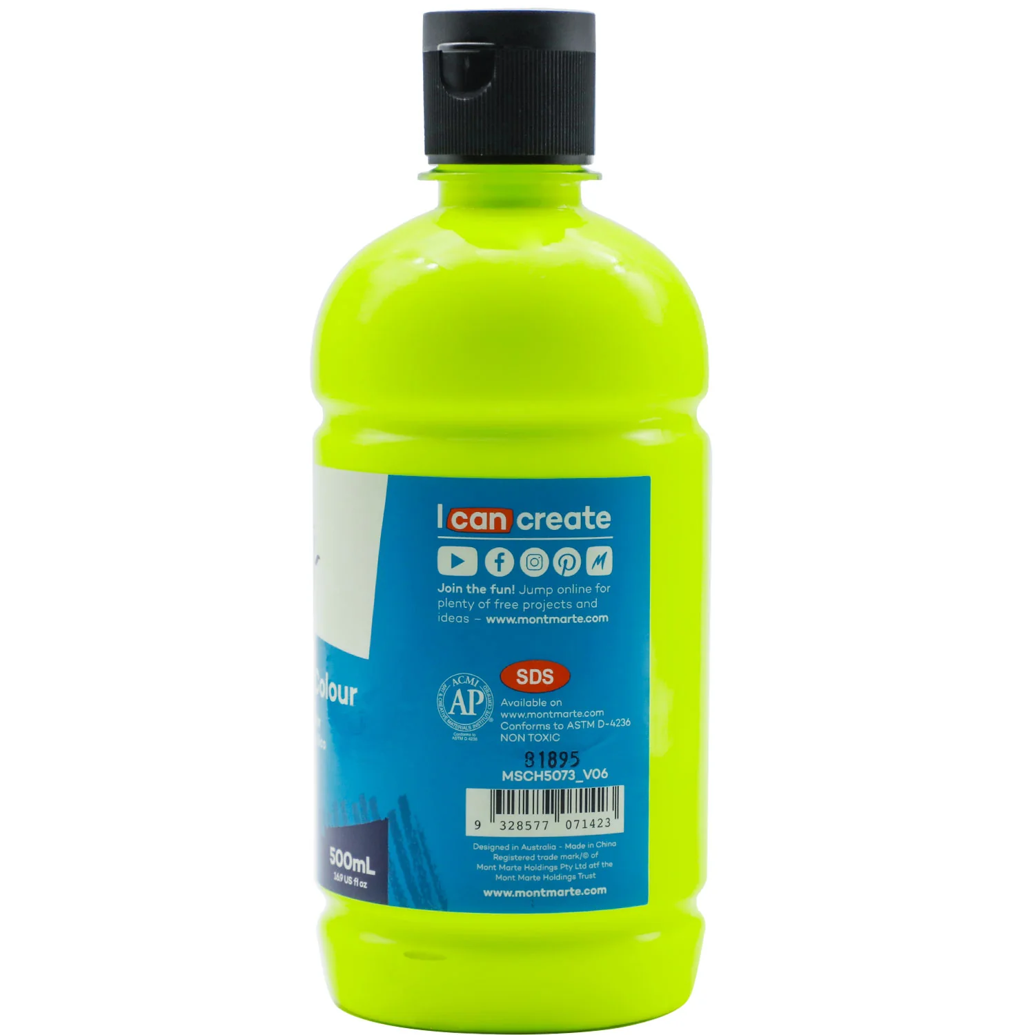 Acrylic Colour Signature 500ml (16.9 US fl.oz) - Fluoro Yellow - Image 3