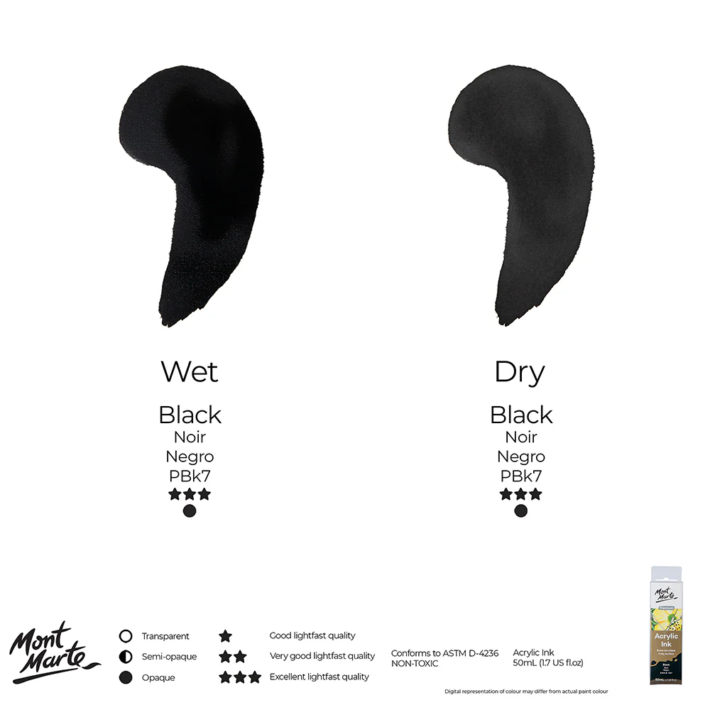 Acrylic Ink Premium 50mL (1.69 US fl.oz) – Black - Image 12