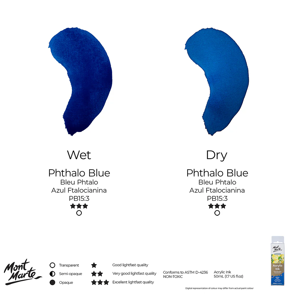 Acrylic Ink Premium 50mL (1.69 US fl.oz) – Phthalo Blue - Image 11