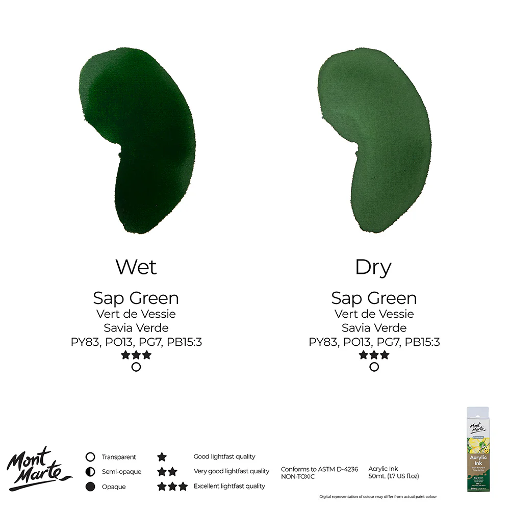 Acrylic Ink Premium 50mL (1.69 US fl.oz) – Sap Green - Image 12