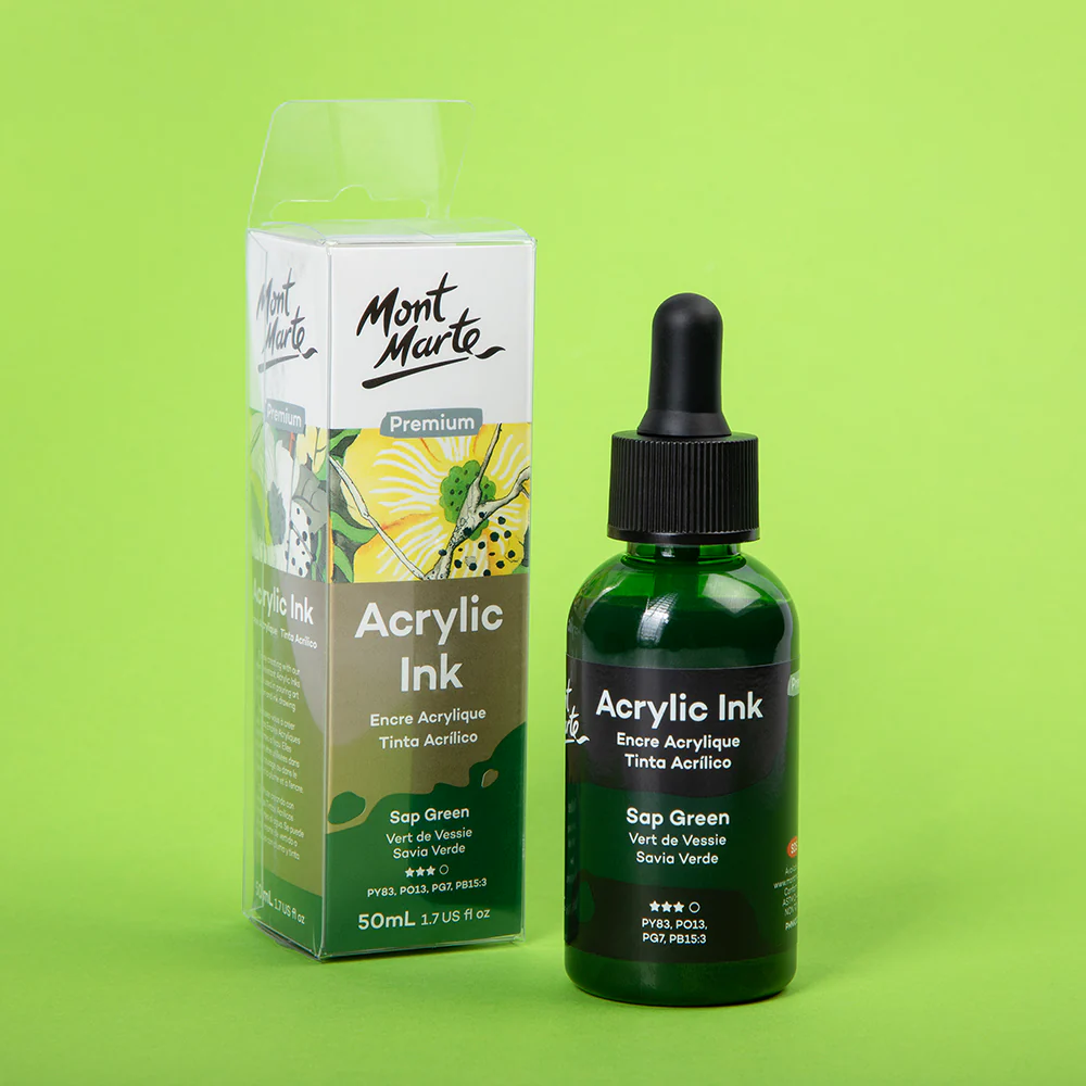 Acrylic Ink Premium 50mL (1.69 US fl.oz) – Sap Green - Image 7