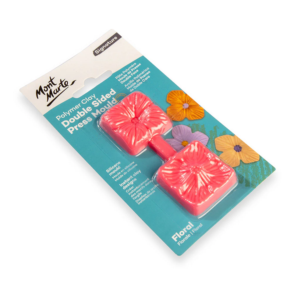 Polymer Clay Double Sided Press Mould Signature - Floral - Image 3