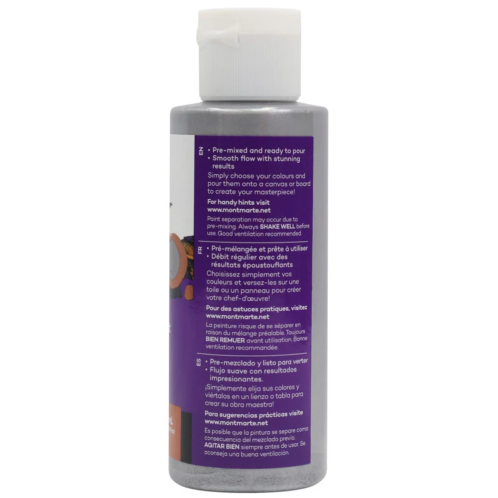 Pouring Acrylic Paint Premium 120ml (4.05 US fl.oz) Bottle - Silver - Image 3