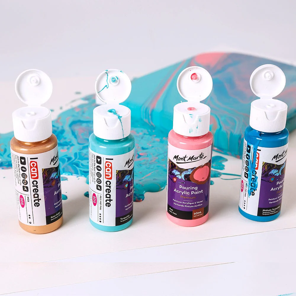 Pouring Acrylic Paint Set Premium 4pc x 60ml (2 US fl.oz) - Flamingo - Image 6