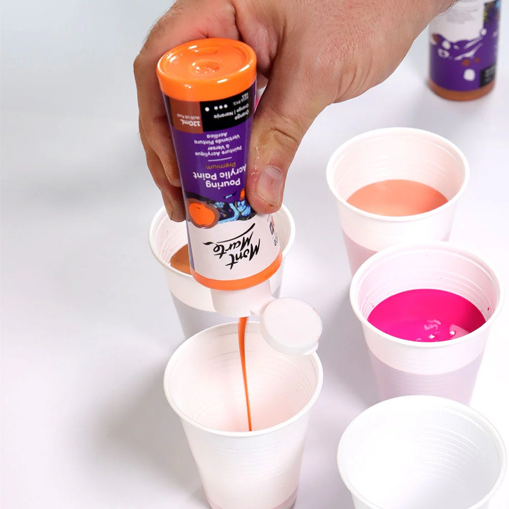 Pouring Acrylic Paint Set Premium 4pc x 120ml (4.05 US fl.oz) - Coral - Image 3