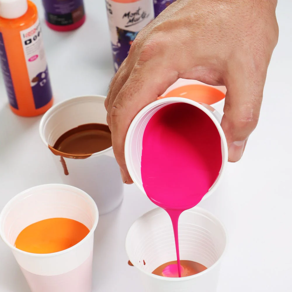 Pouring Acrylic Paint Set Premium 4pc x 120ml (4.05 US fl.oz) - Coral - Image 4