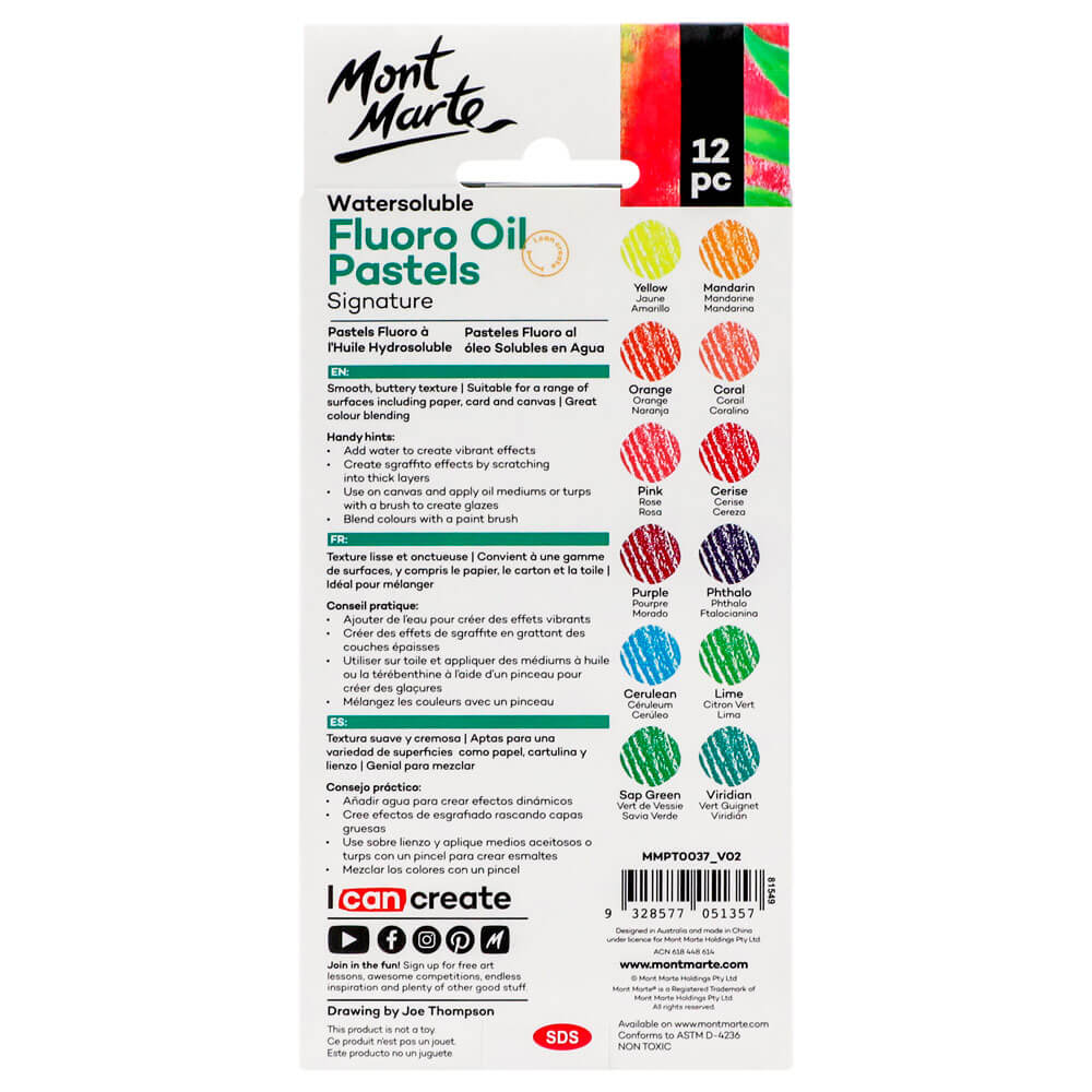 Watersoluble Fluoro Oil Pastels Signature 12pc - Image 4